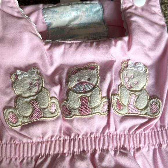 Vintage Baby Girl Winter Bunting Suit Pink Bears 6-9 Months - Picture 4 of 8